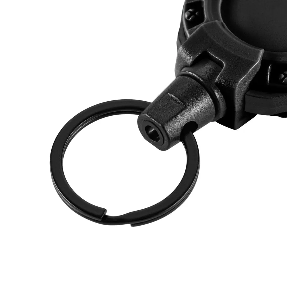 Breloc M-Tac carabiner negru cablu retractabil 65cm