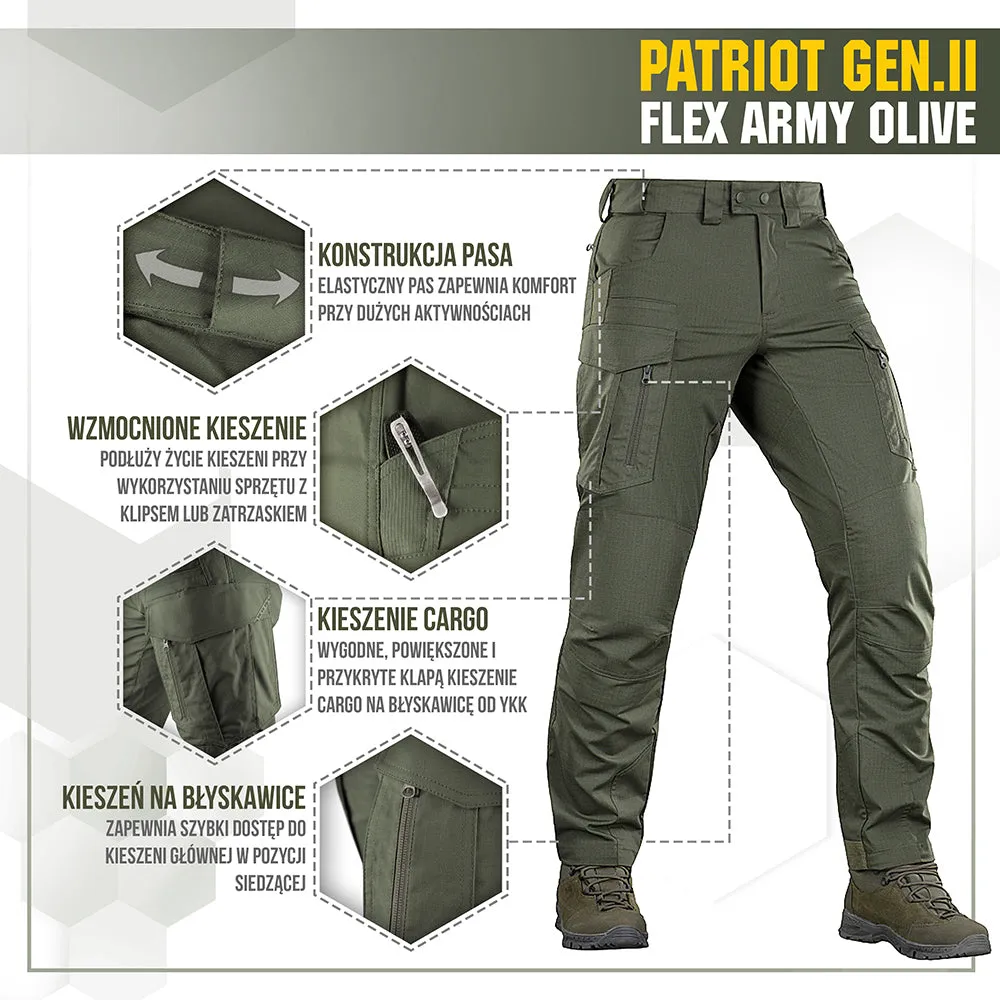 M-Tac Patriot Gen II Flex pantaloni tactici Army Olive ripstop