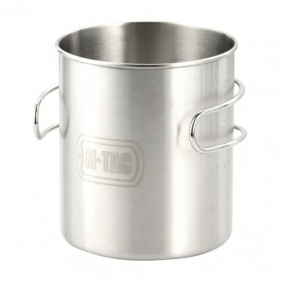 M-Tac Cană pliabilă inox Crom 450 ml mâner rabatabil