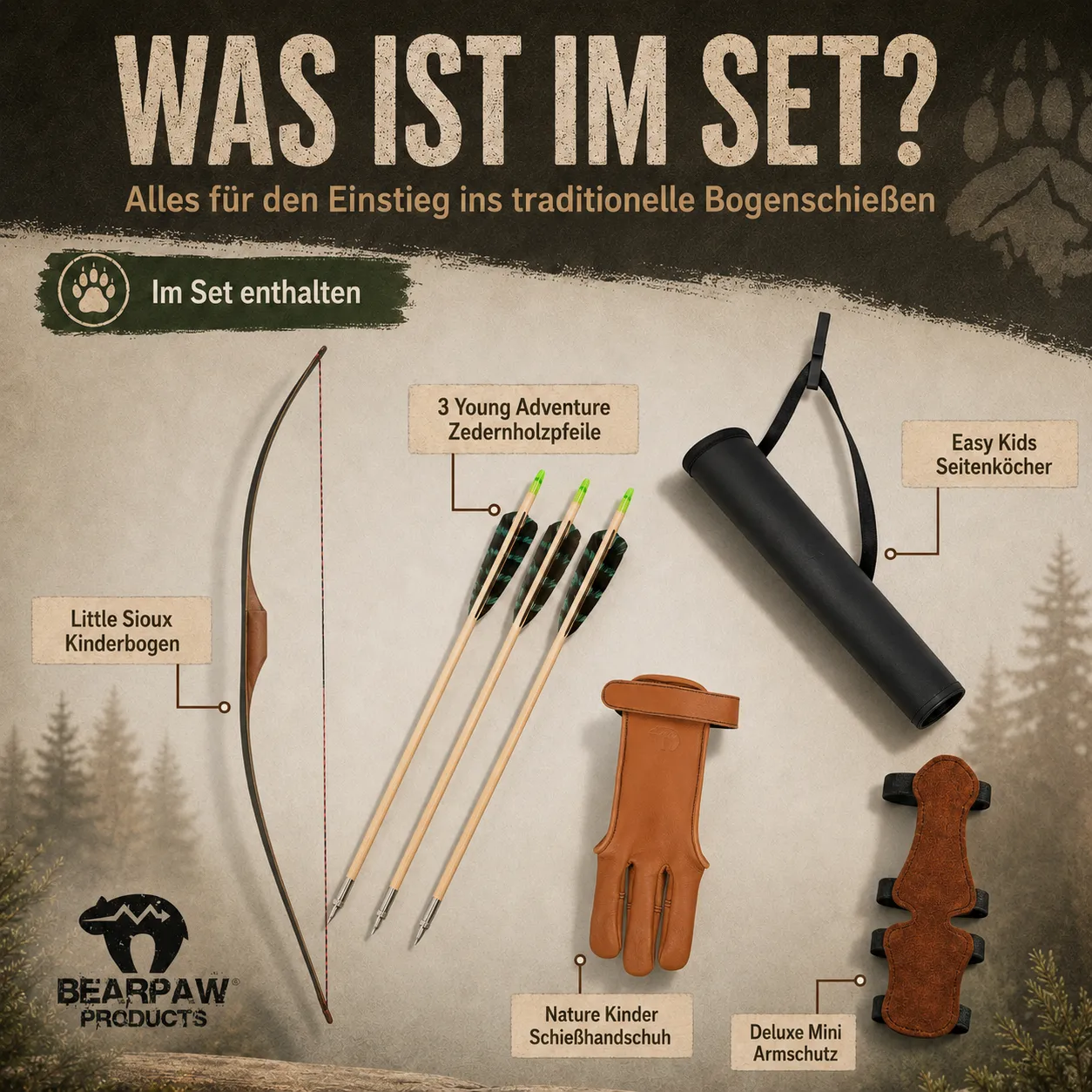Bear Paw Penthalon Little Sioux set longbow copii RH