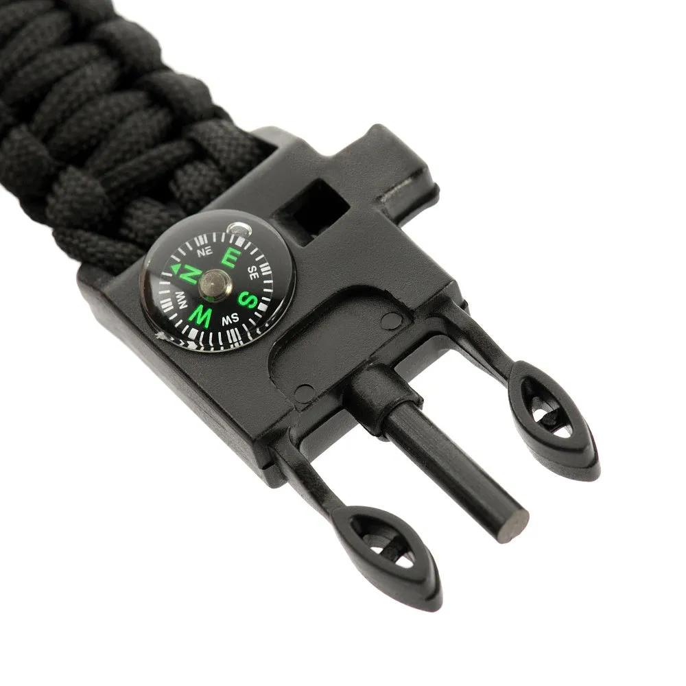 M-Tac Brățară Paracord Supraviețuire Neagră Busolă