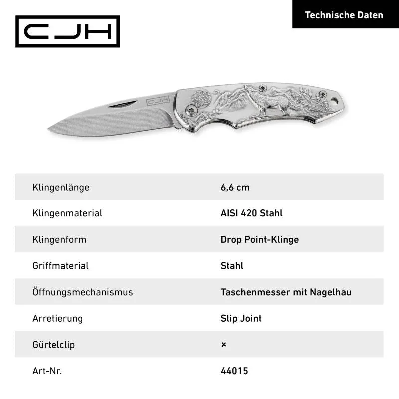 Herbertz CJH Lup Argintiu briceag pliabil otel 420 gri