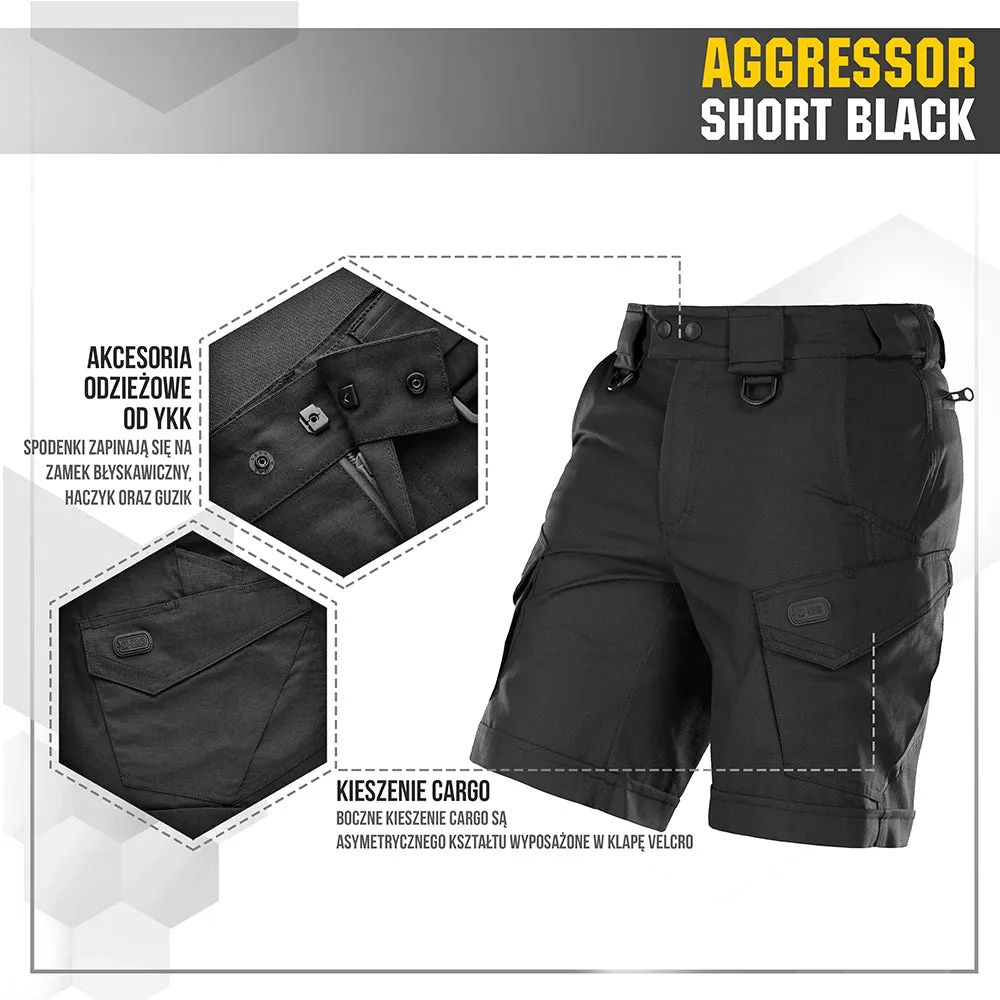 M-Tac Aggressor Short șort negru tactic rip-stop