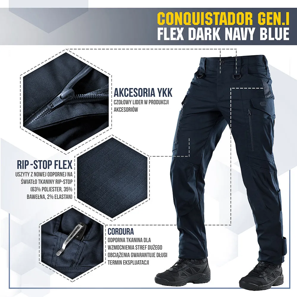 M-Tac Conquistador Gen.I Flex pantaloni tactici Dark Navy Blue rip-stop