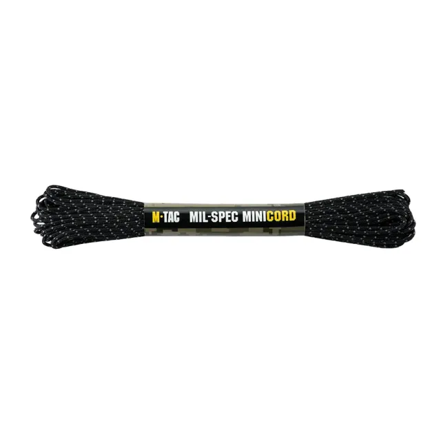 M-Tac Minicord paracord negru reflectorizant 15 m