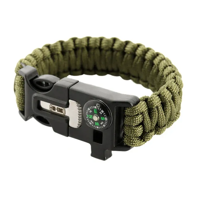 M-Tac Survival bratara paracord Olive M cu busola