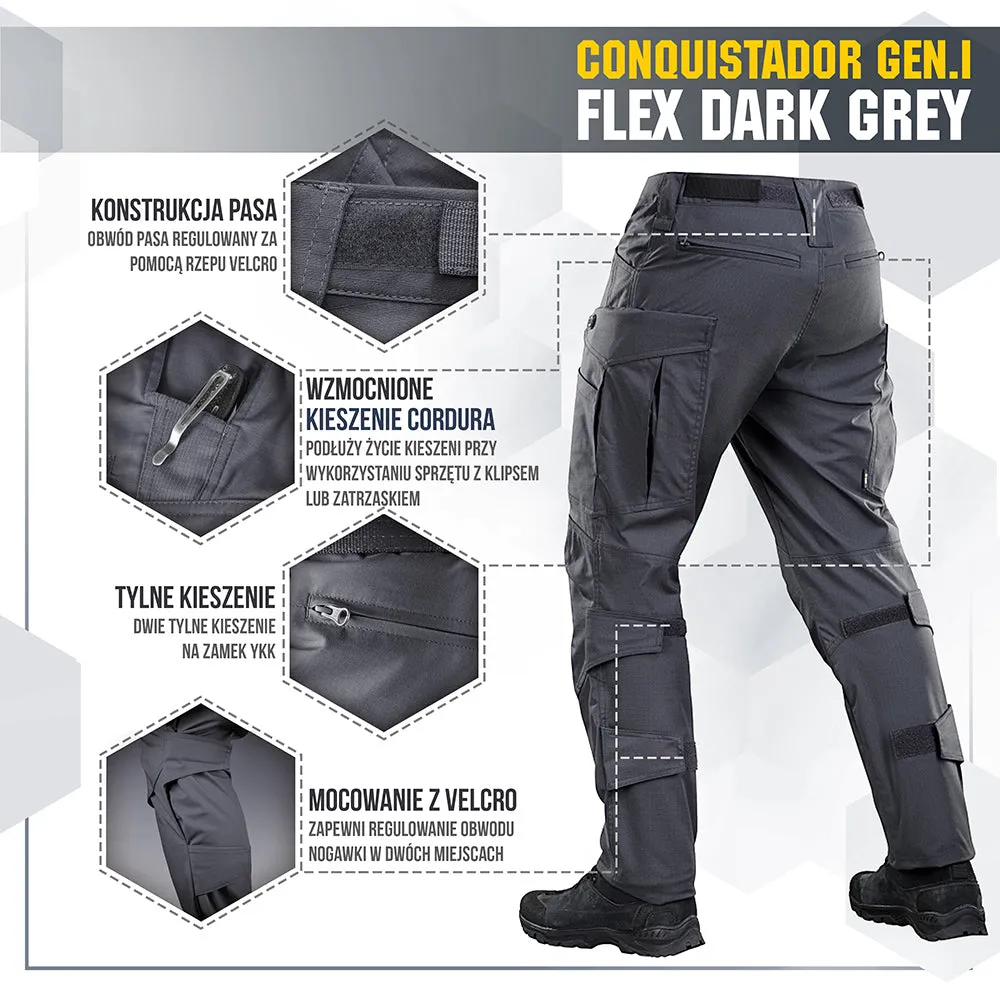 M-Tac Conquistador Gen.I Flex pantaloni gri ripstop