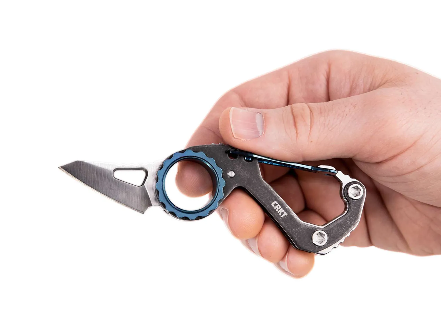 CRKT Compano Sheepfoot briceag EDC carabiner negru