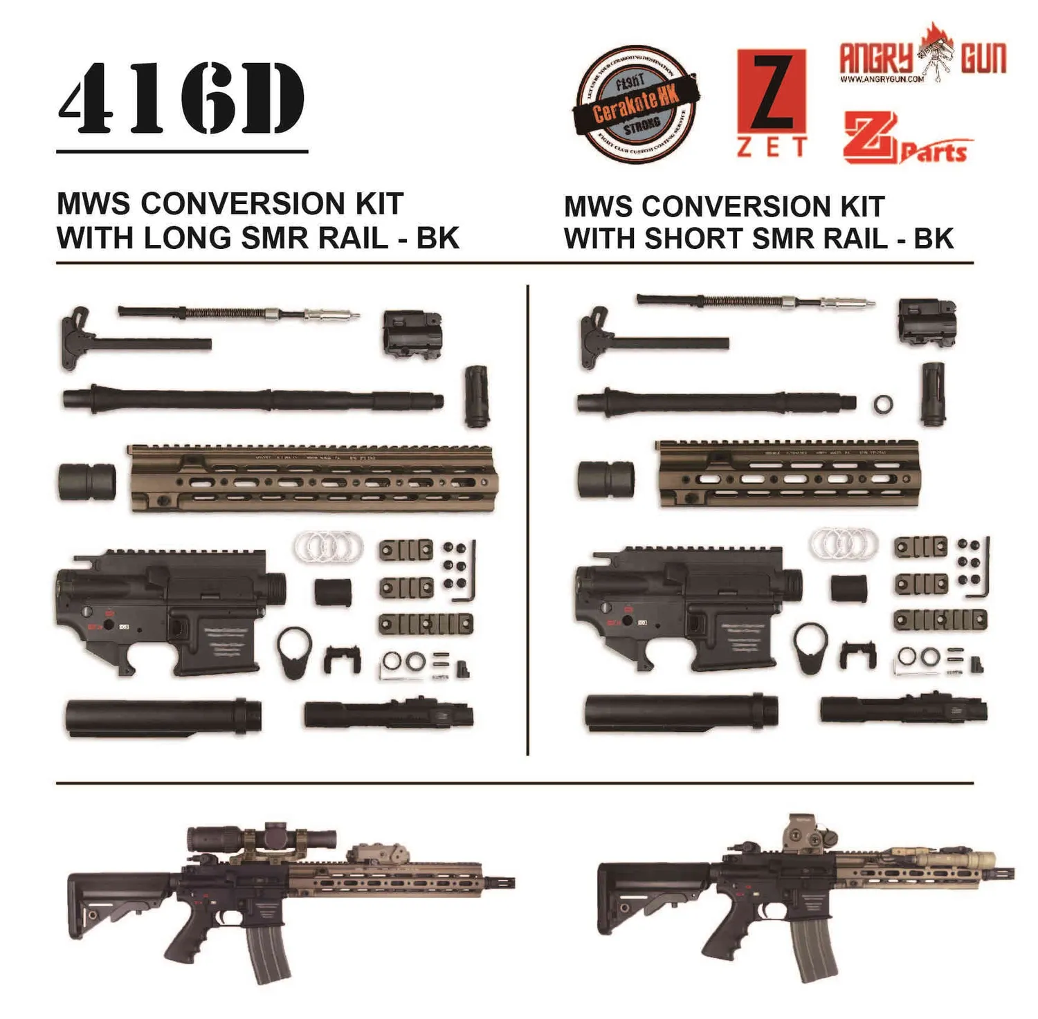 Angry Gun 416D Conversion Kit MWS Short SMR negru