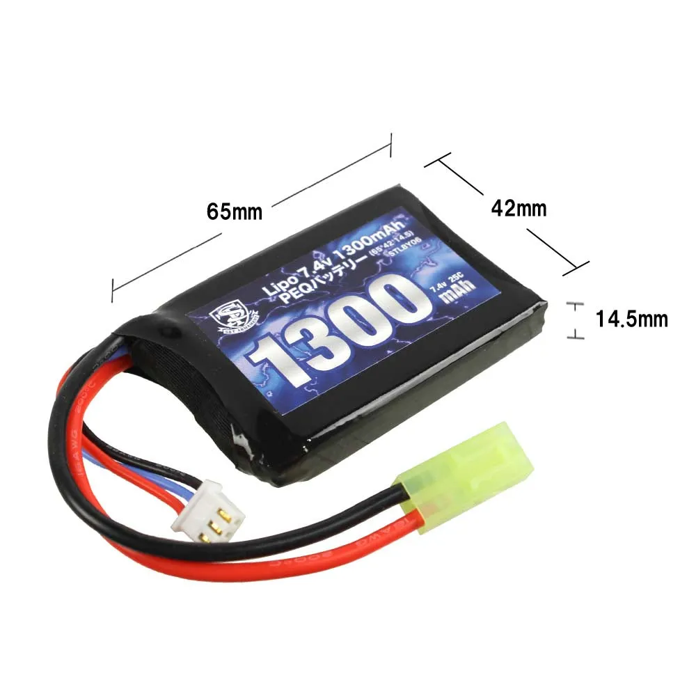 S&T LiPo 7.4V 1300mAh baterie airsoft PEQ