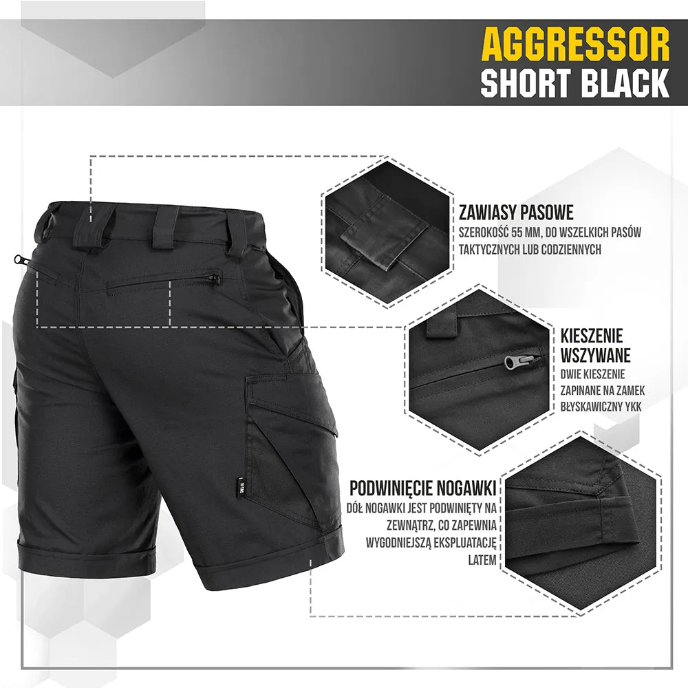 M-Tac Aggressor Short șort negru tactic rip-stop