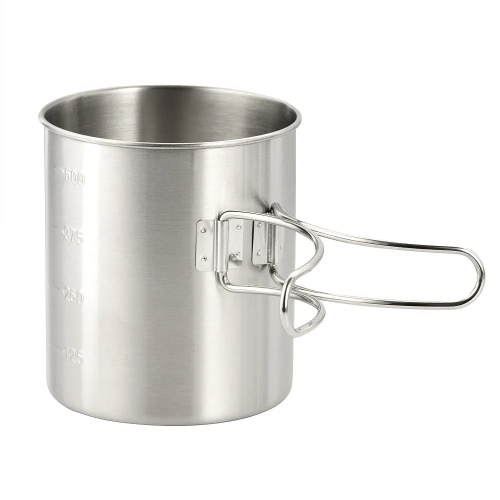 M-Tac Cană pliabilă inox Crom 450 ml mâner rabatabil
