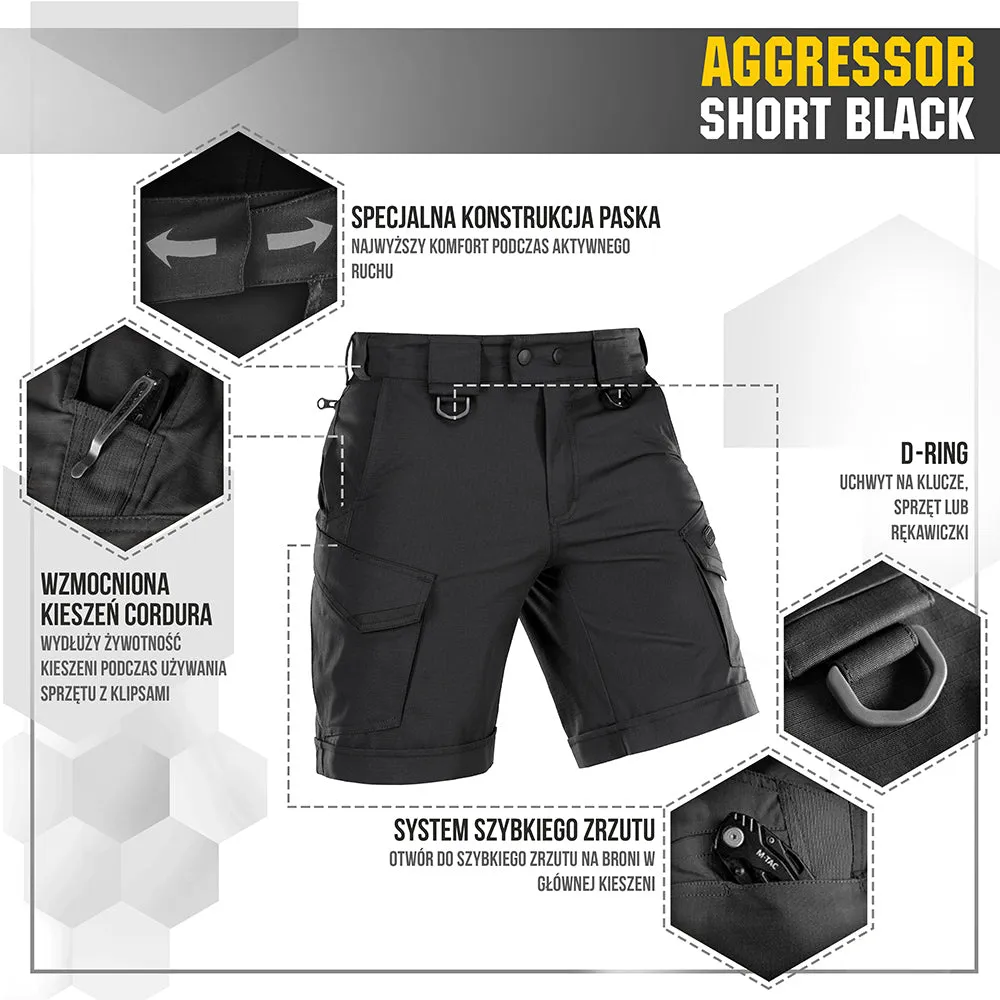 M-Tac Aggressor Short șort negru tactic rip-stop