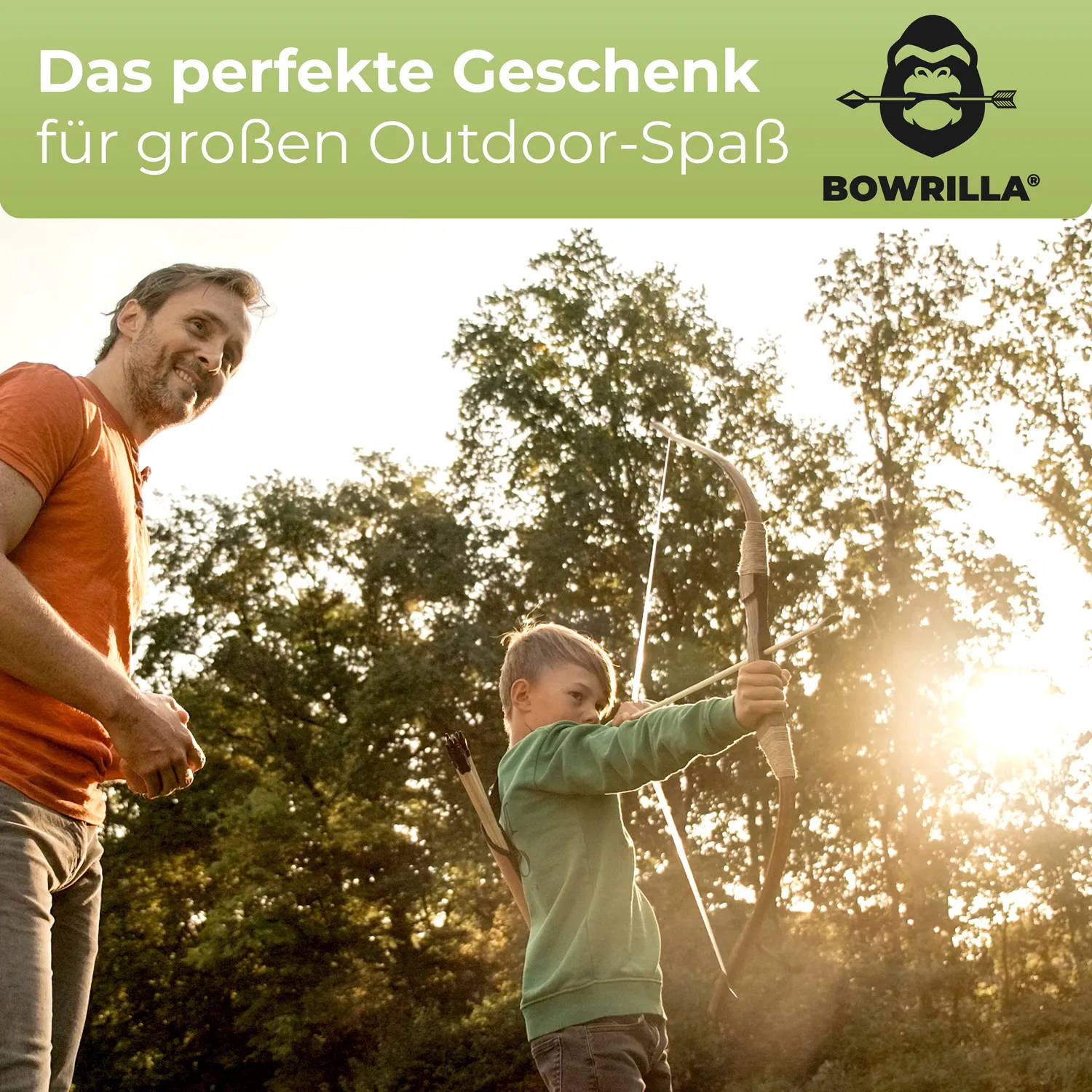 Bowrilla set arc lemn copii 100 cm 10 sageti