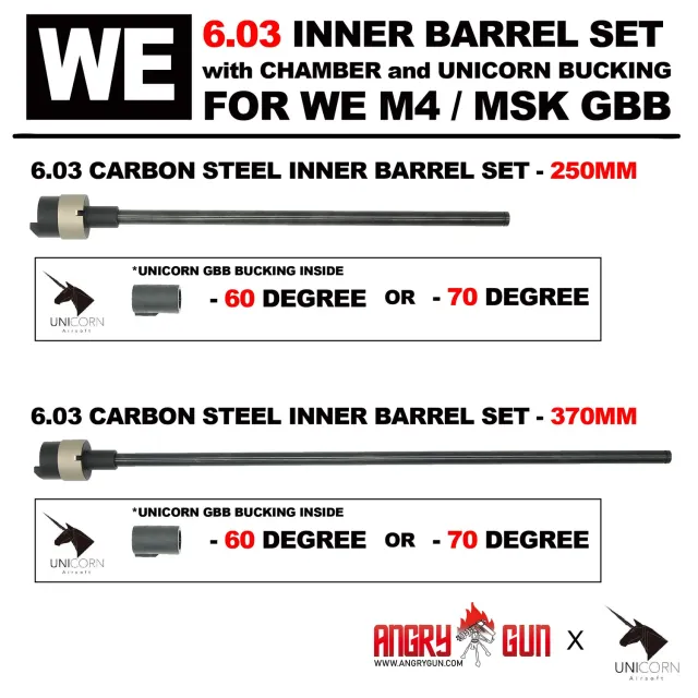 Angry Gun WE Set Teava Interna 6.03mm Inox 250/370mm