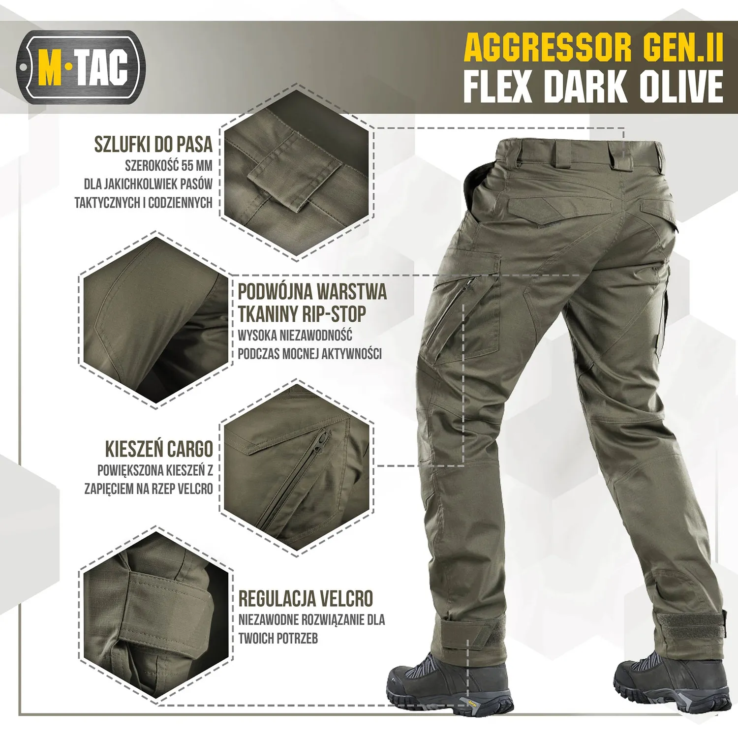 M-Tac Aggressor Gen.II Flex pantaloni tactici Dark Olive Teflon