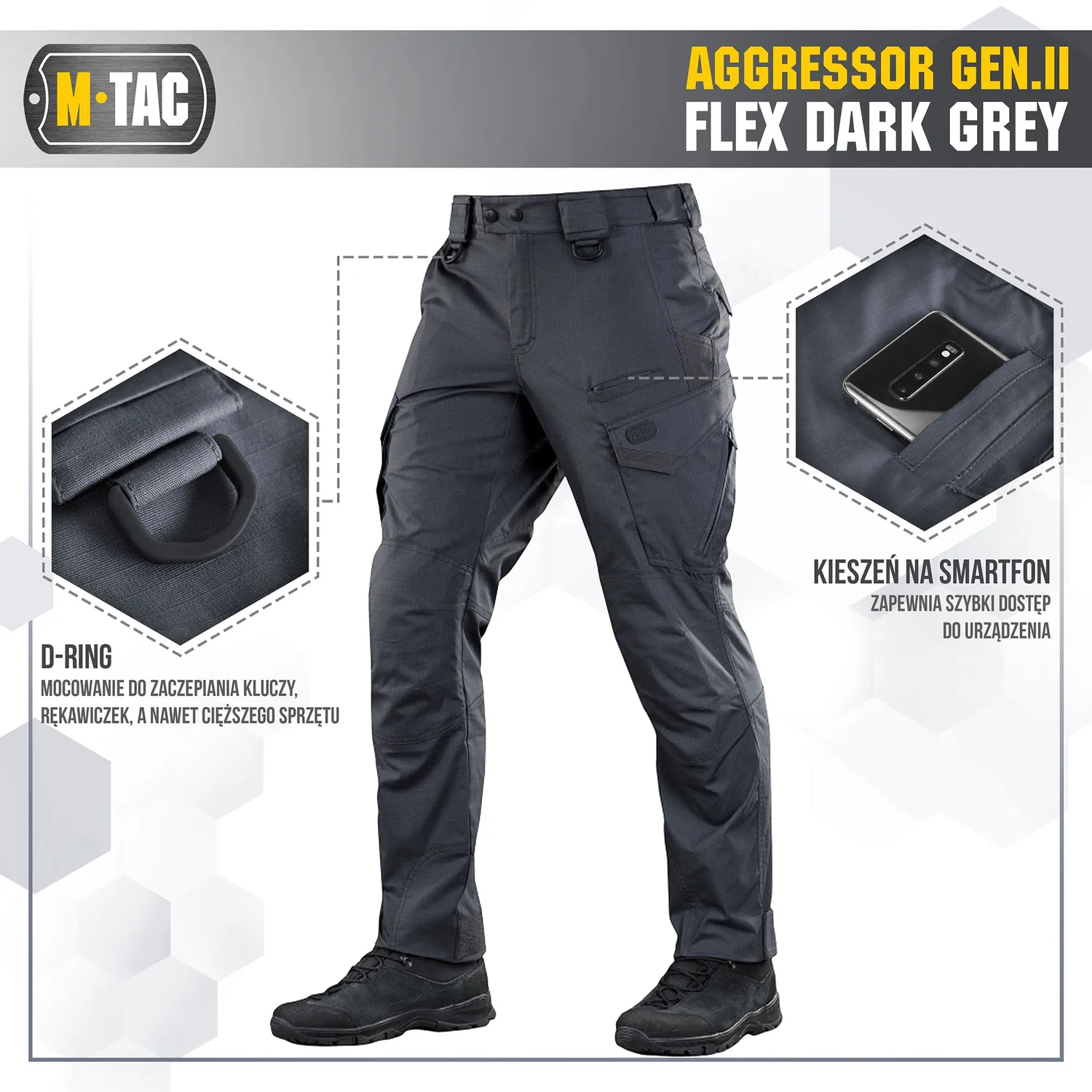 M-Tac Aggressor Gen.II Flex pantaloni tactici gri inchis