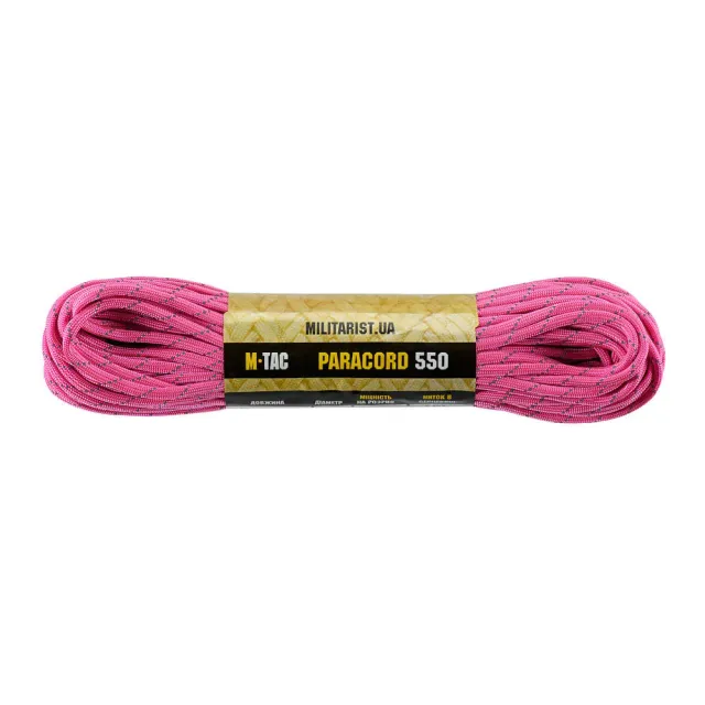 Paracord M-Tac 550 Type III neon roz reflectorizant 30m