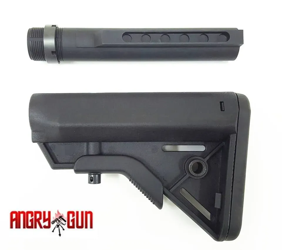 Angrygun M4 SOPMOD pat airsoft cu buffer tube CNC Marui MWS