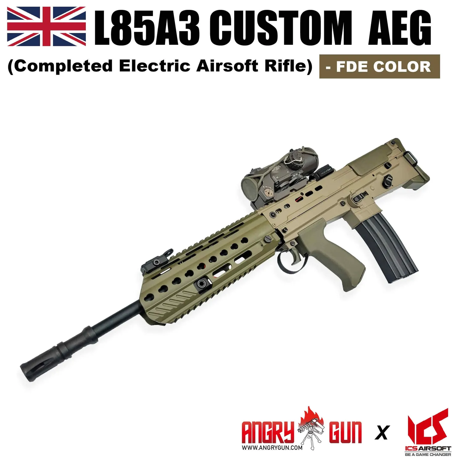 AngryGun ICS L85A3 pușcă airsoft electrică neagră 310 FPS