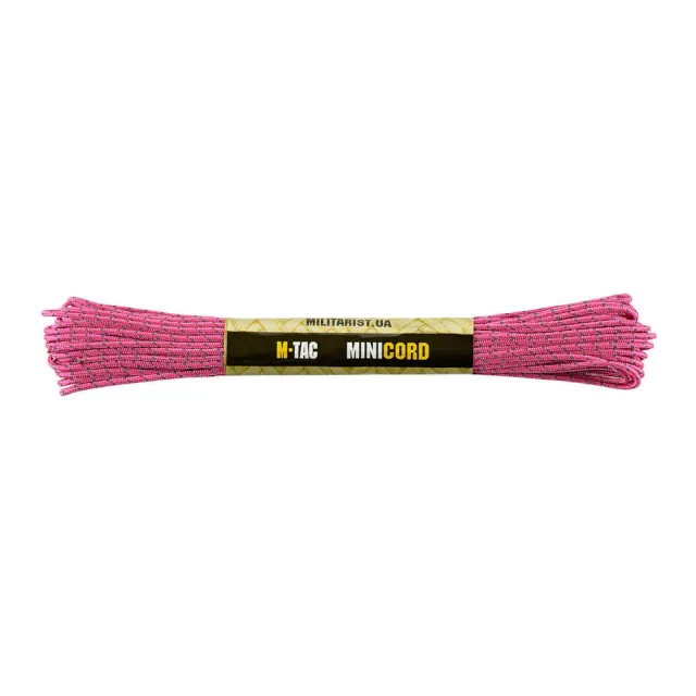 M-Tac Minicord paracord Neon Roz 15 m reflectorizant