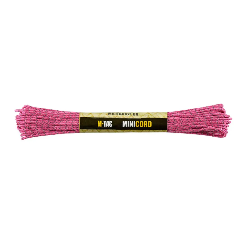 M-Tac Minicord paracord Neon Roz 15 m reflectorizant
