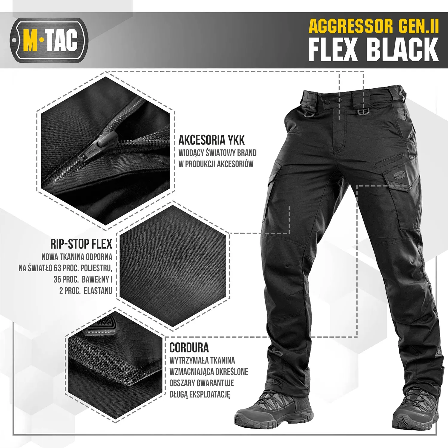 M-Tac Aggressor Gen.II Flex pantaloni tactici negri