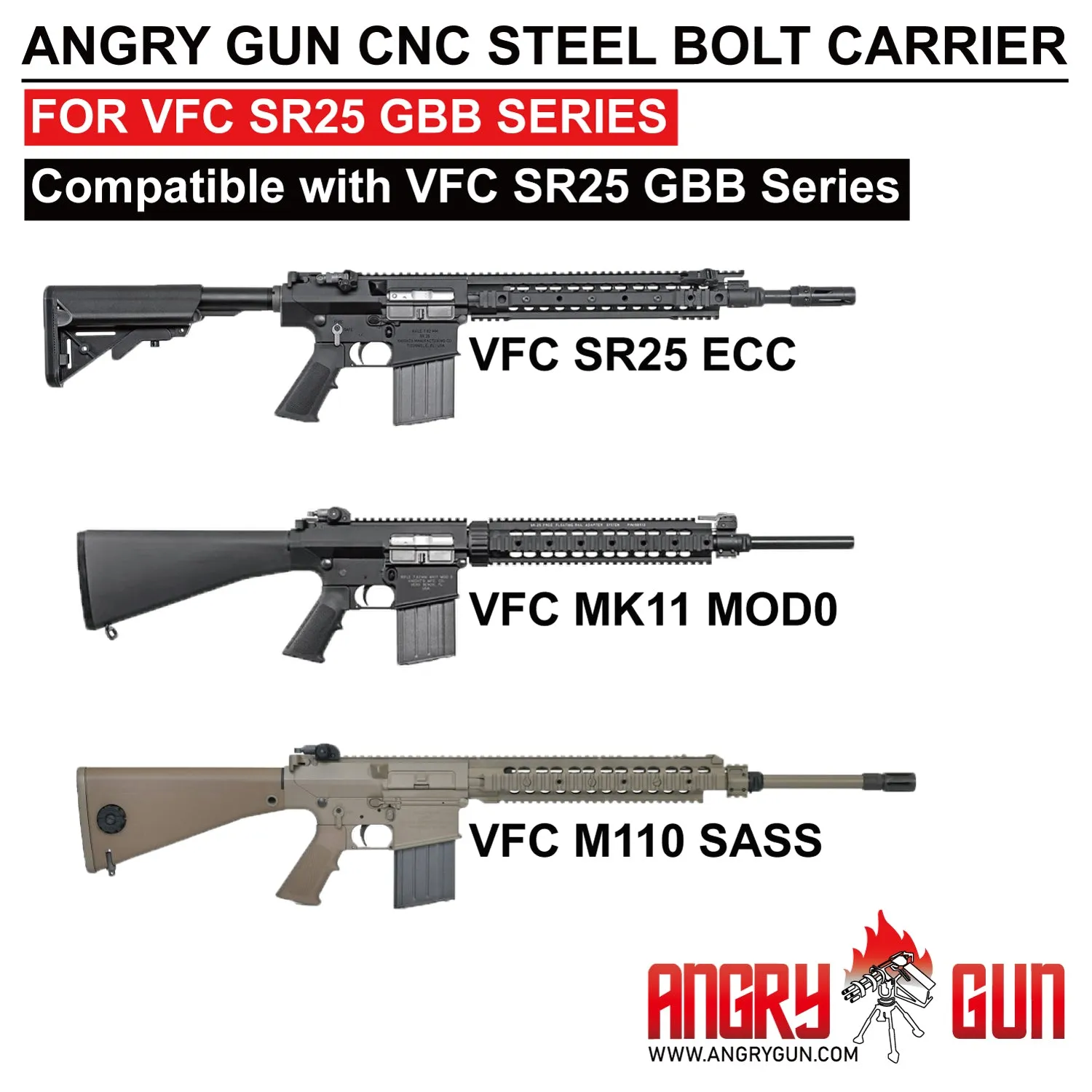 Angrygun VFC SR25 inchizator otel CNC 410g