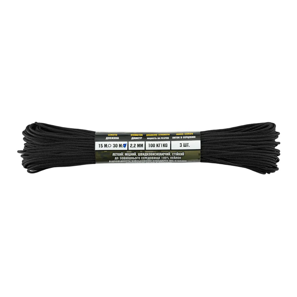 M-Tac Minicord Mil-Spec paracord negru 30m 100kg