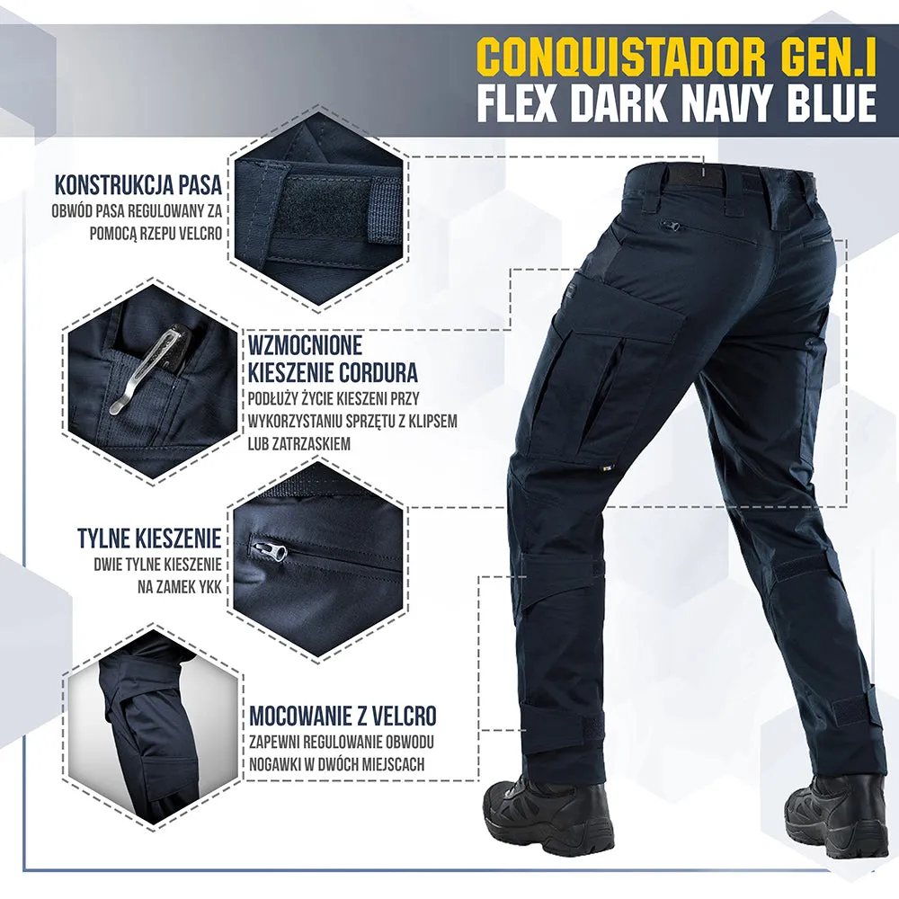 M-Tac Conquistador Gen.I Flex pantaloni tactici Dark Navy Blue rip-stop