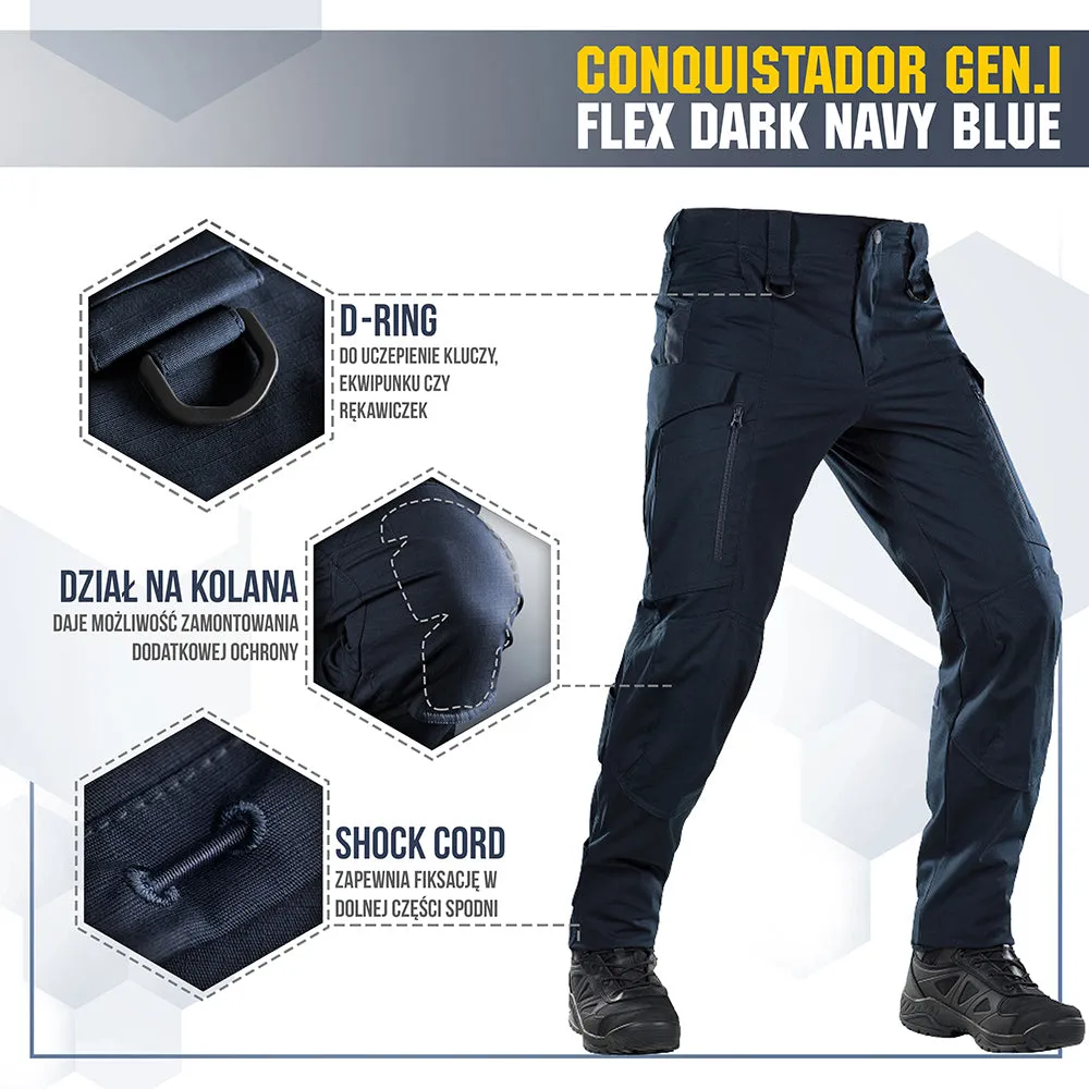 M-Tac Conquistador Gen.I Flex pantaloni tactici Dark Navy Blue rip-stop