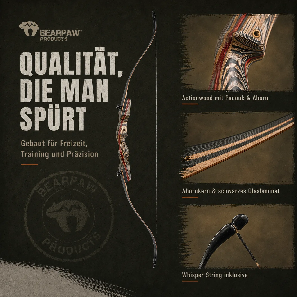 Bear Paw Penthalon Hero arc recurve 62 inch RH 28-30 lbs