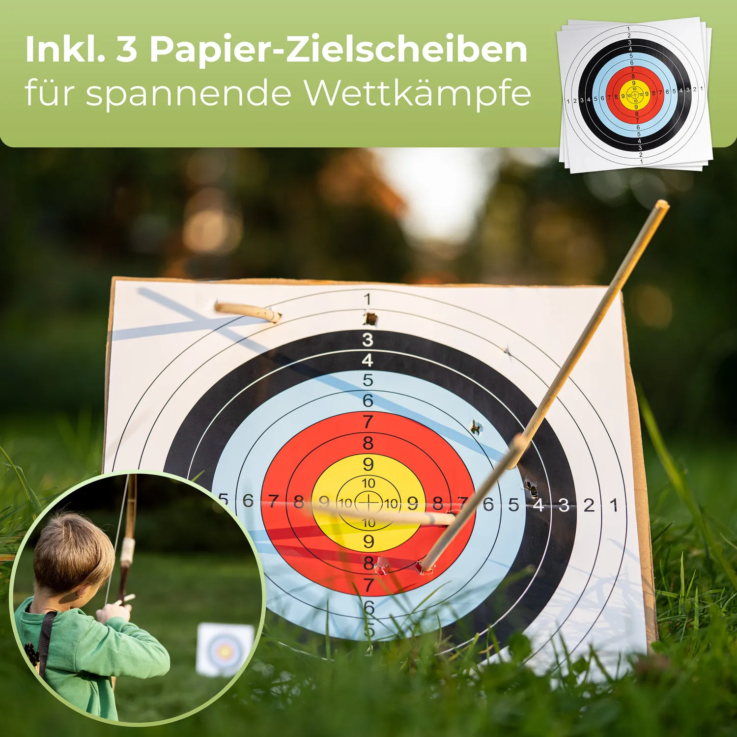 Bear Paw Bowrilla set arc lemn copii 85 cm