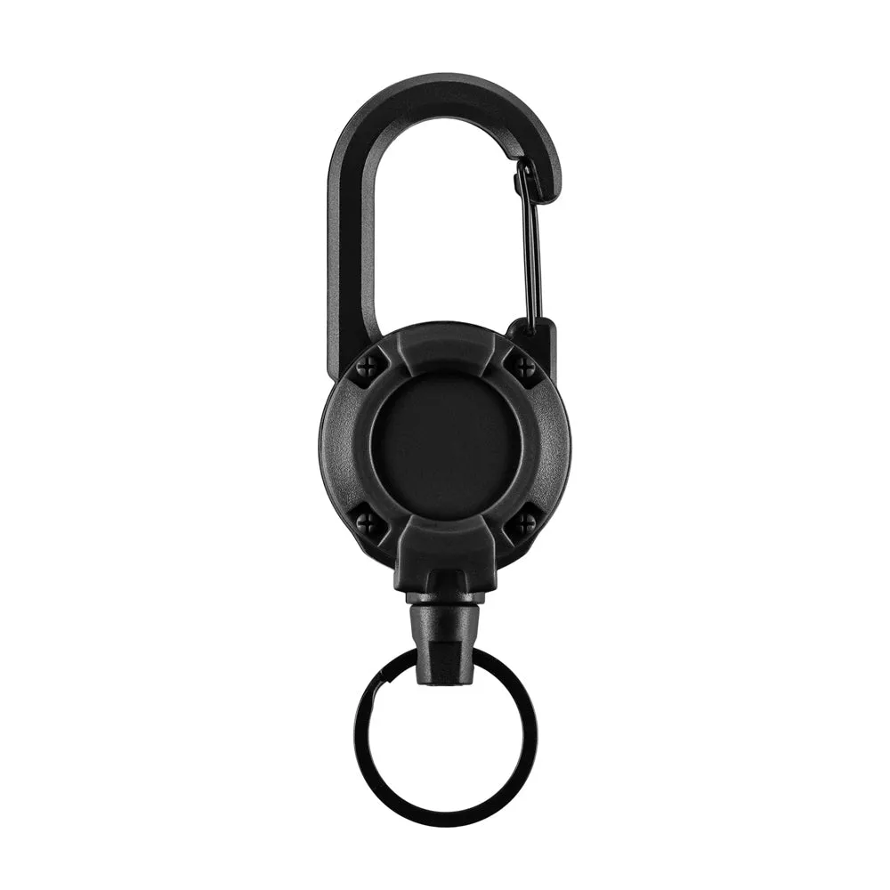 Breloc M-Tac carabiner negru cablu retractabil 65cm