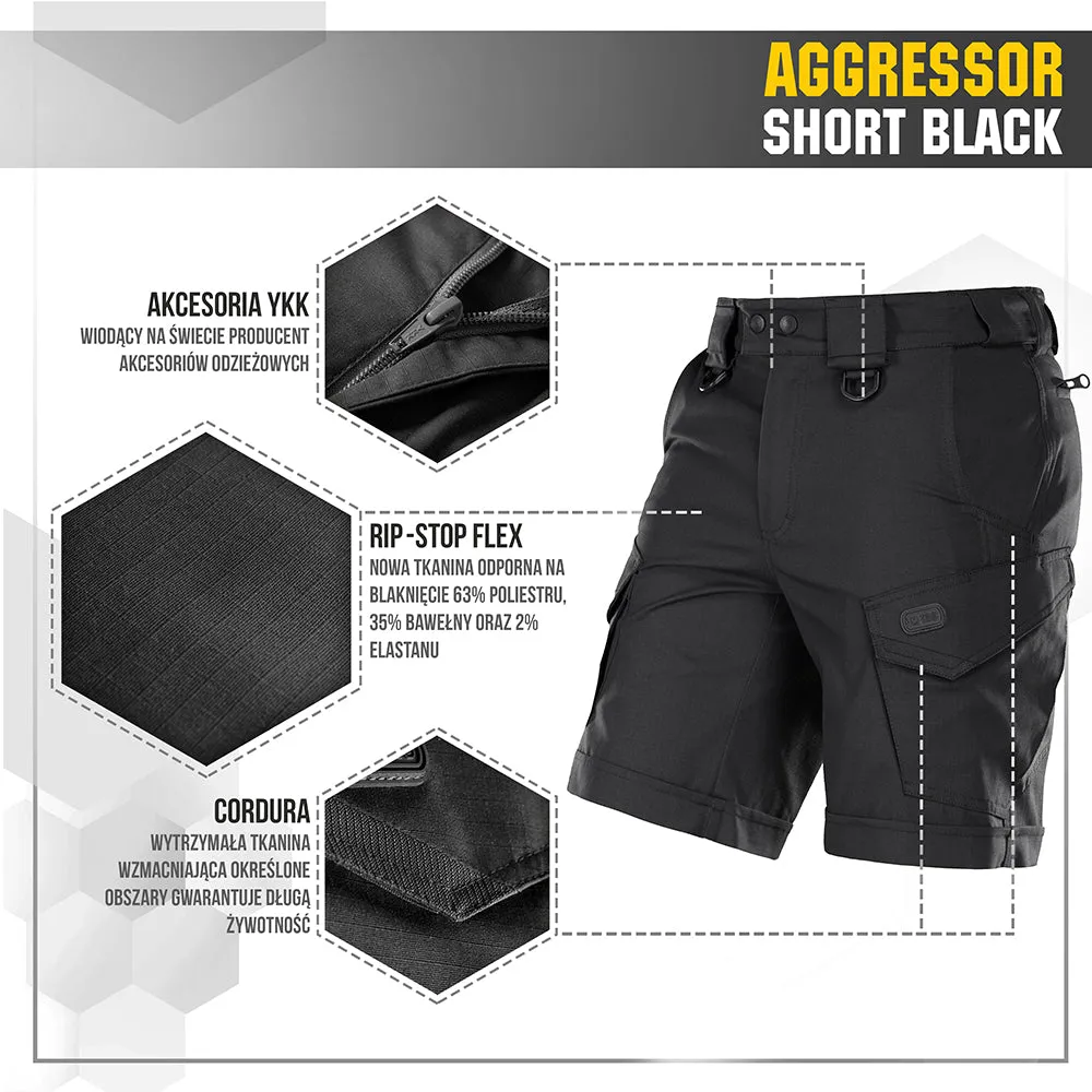 M-Tac Aggressor Short șort negru tactic rip-stop