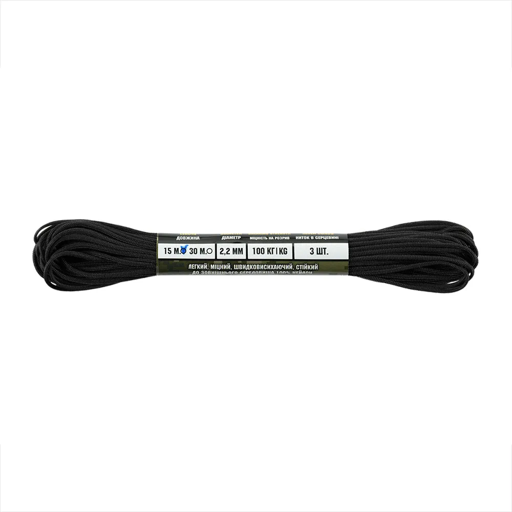 M-Tac Minicord Mil-Spec paracord negru 15m