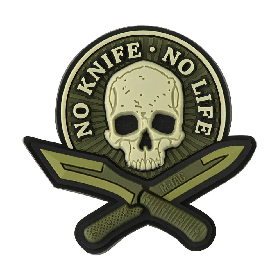 Patch M-Tac No Knife-No Life PVC olive 5x5 cm