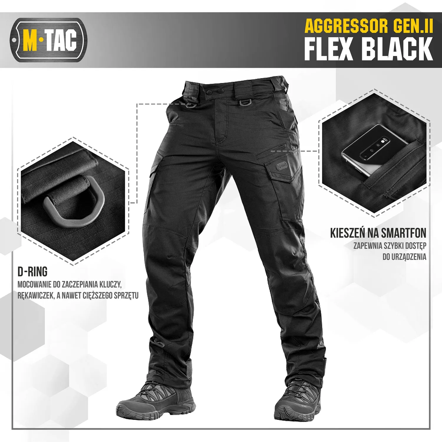 M-Tac Aggressor Gen.II Flex pantaloni tactici negri