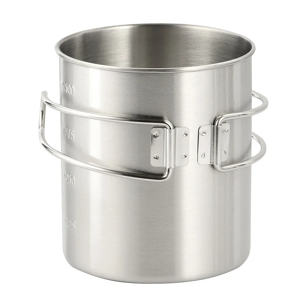 M-Tac Cană pliabilă inox Crom 450 ml mâner rabatabil