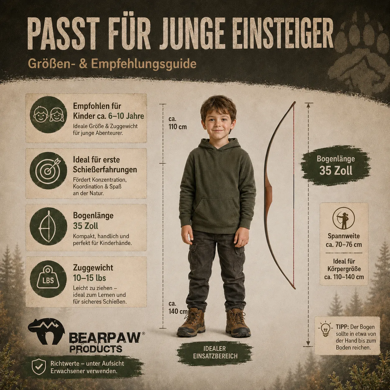 Bear Paw Penthalon Little Sioux set longbow copii RH