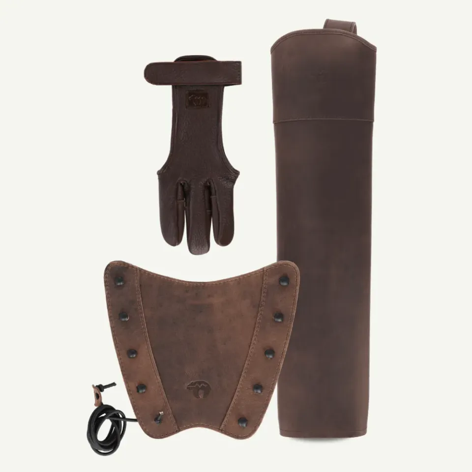 Bearpaw Bushcraft Set I M mănușă tolbă apărător piele maro