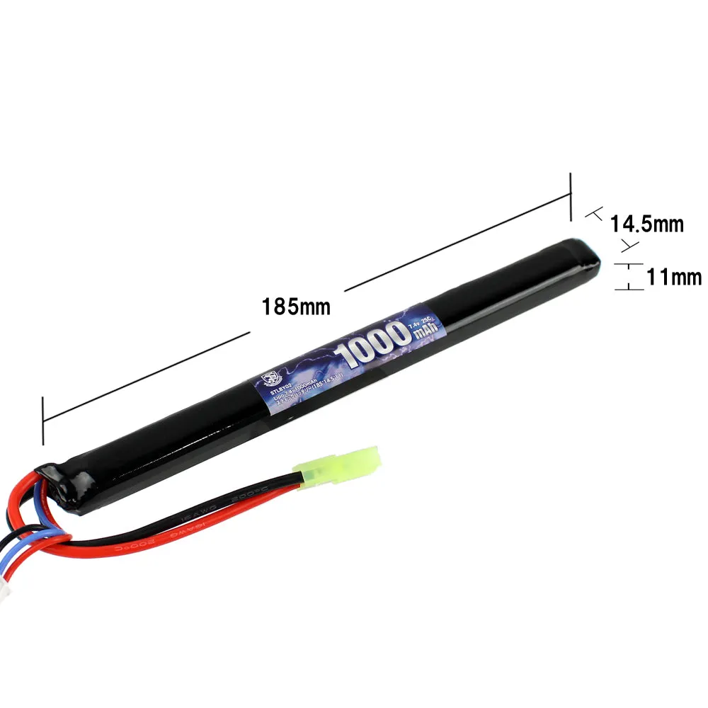 S&T Lipo 7.4V 1000mAh stick baterie airsoft subtire