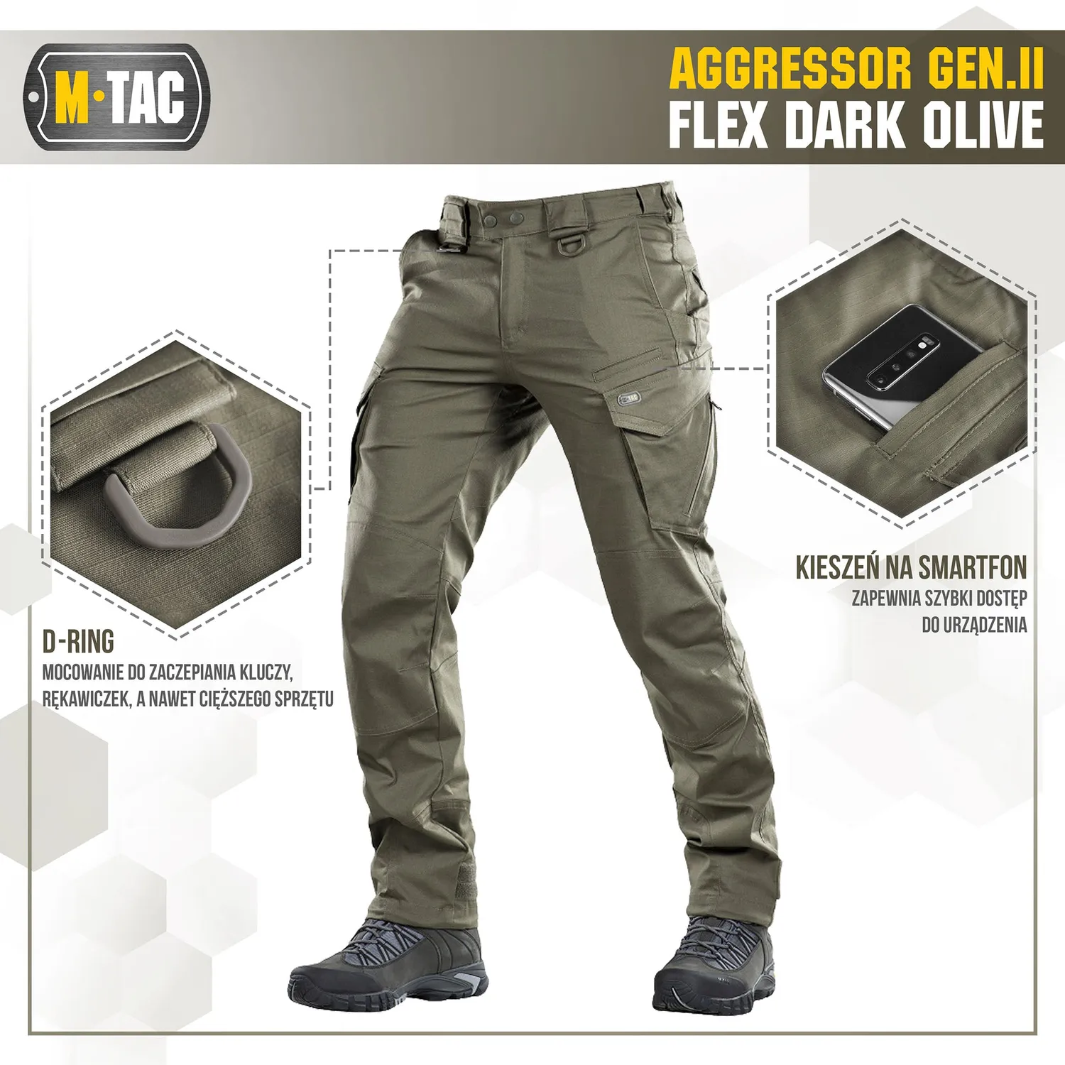 M-Tac Aggressor Gen.II Flex pantaloni tactici Dark Olive Teflon