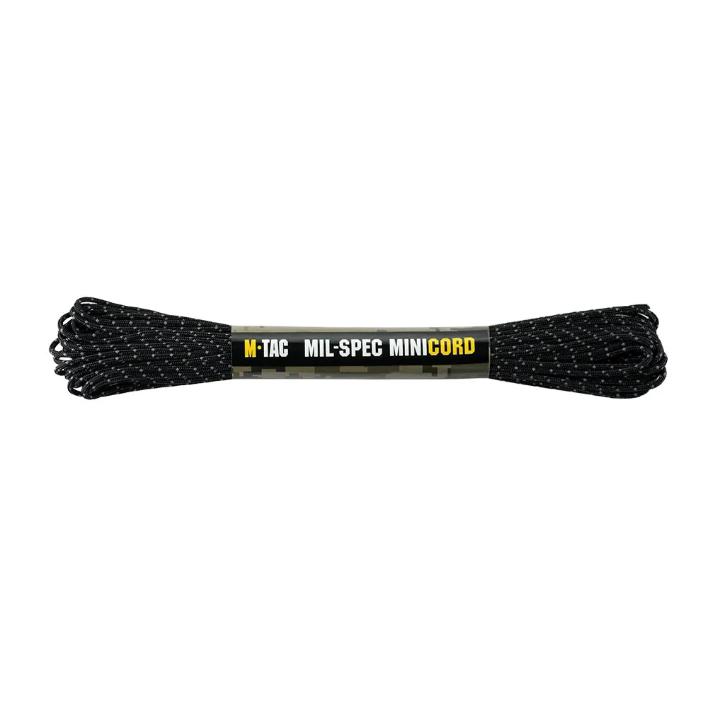M-Tac Minicord paracord negru reflectorizant 15 m