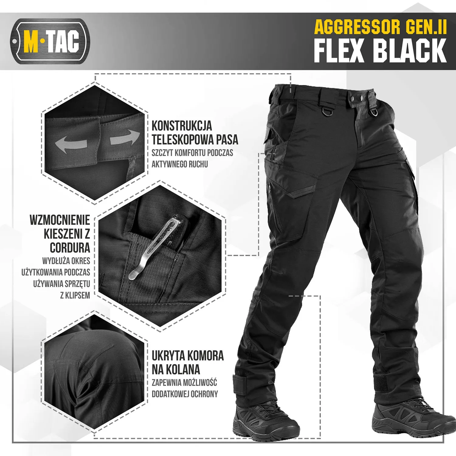 M-Tac Aggressor Gen.II Flex pantaloni tactici negri