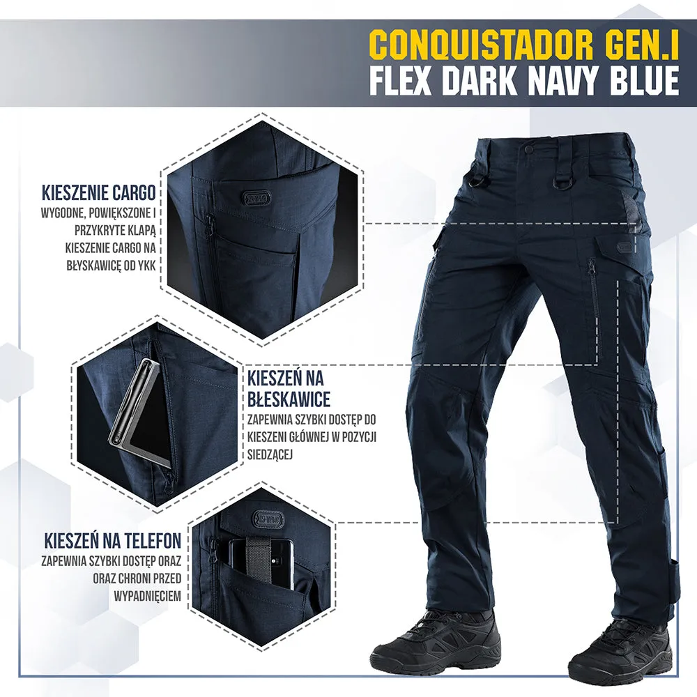 M-Tac Conquistador Gen.I Flex pantaloni tactici Dark Navy Blue rip-stop