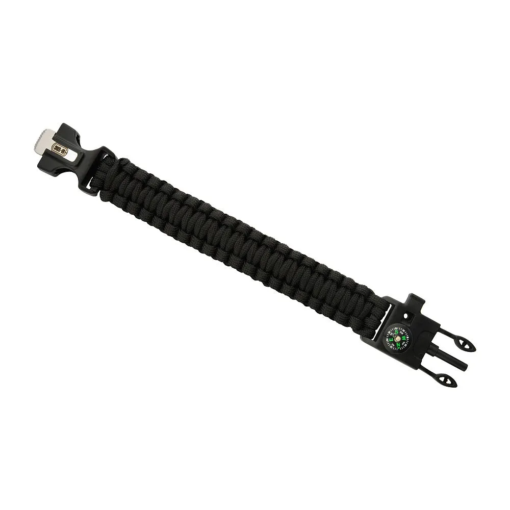 M-Tac Brățară Paracord Supraviețuire Neagră Busolă