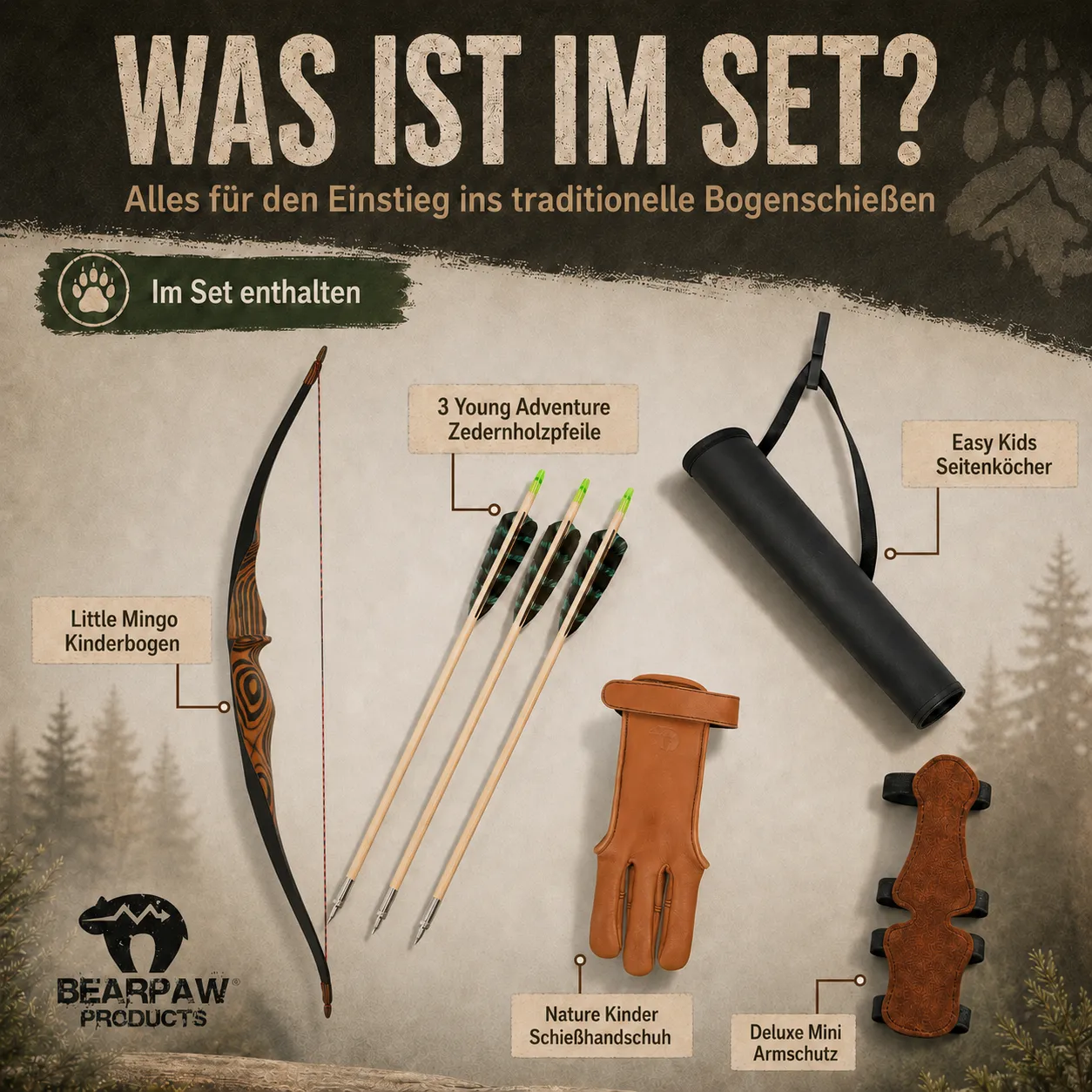 Bear Paw Penthalon Little Mingo set arc copii 31 inch