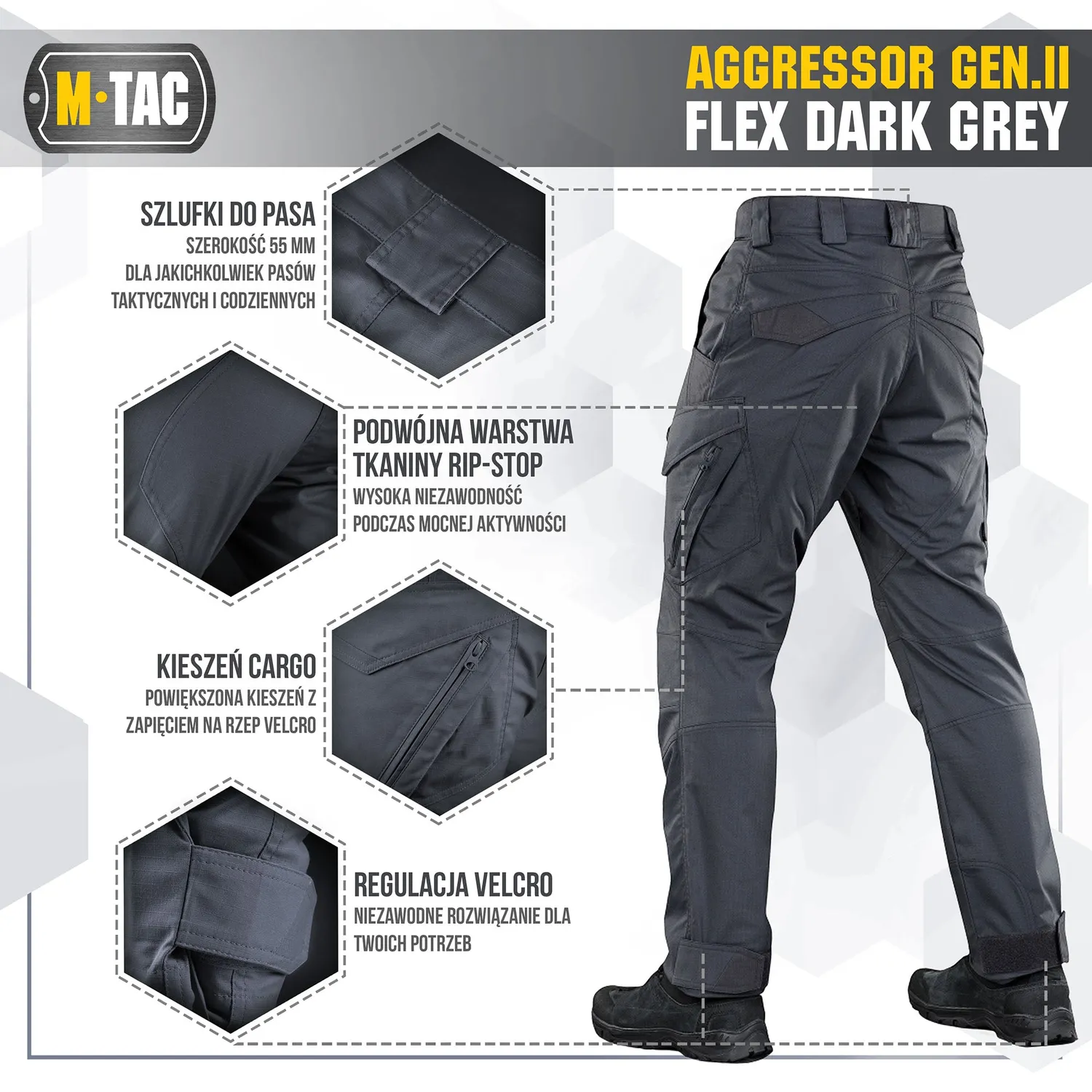 M-Tac Aggressor Gen.II Flex pantaloni tactici gri inchis