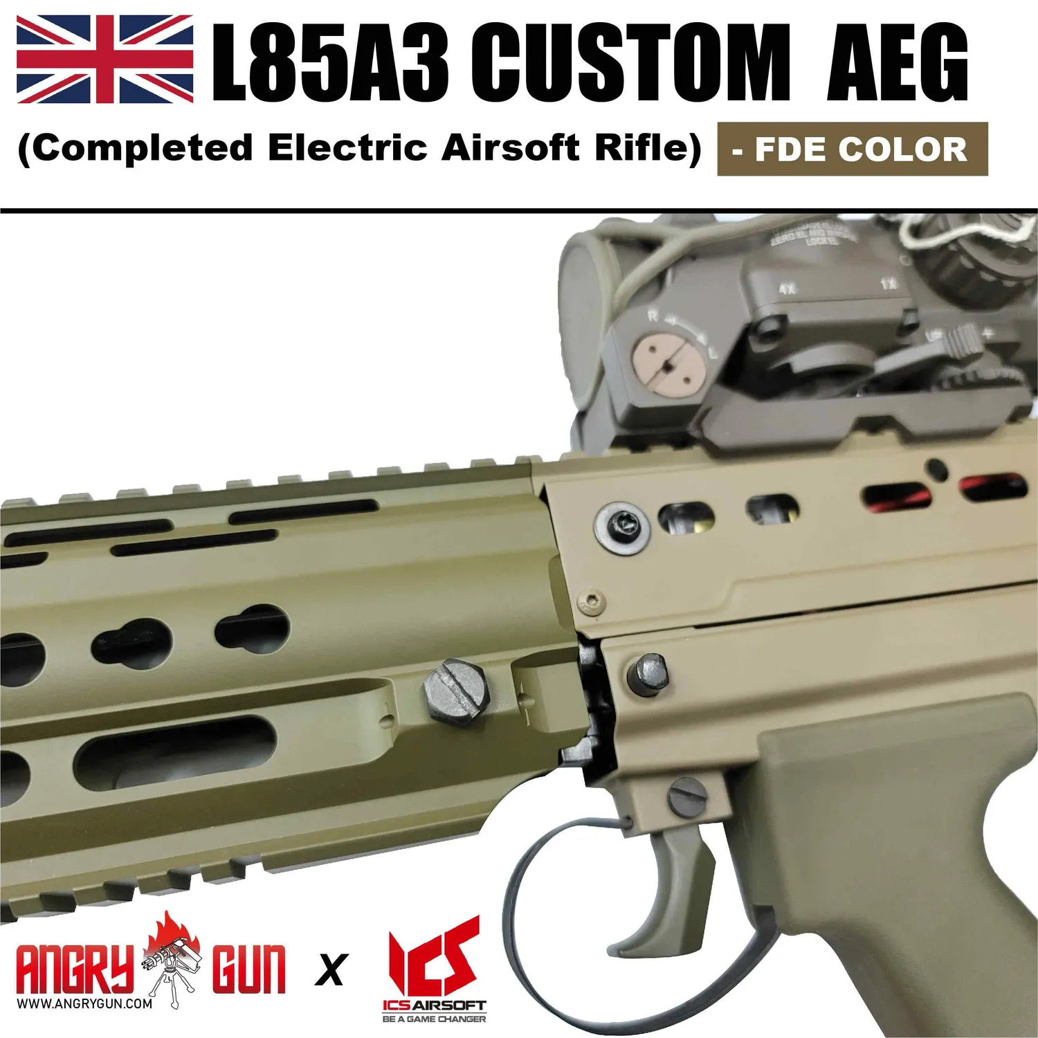 AngryGun ICS L85A3 pușcă airsoft electrică neagră 310 FPS